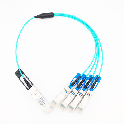 4x25G SFP28ファンAOCへの平行のブレイクアウトの活動的な光ケーブル100G QSFP28