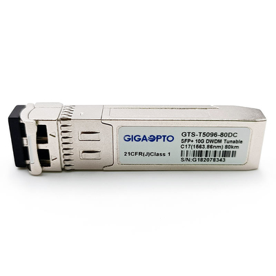 調整可能な50GHzステップ10G DWDM CバンドSFP+ SMFトランシーバー80km 1563.86nm-1528.77nm LC DOM
